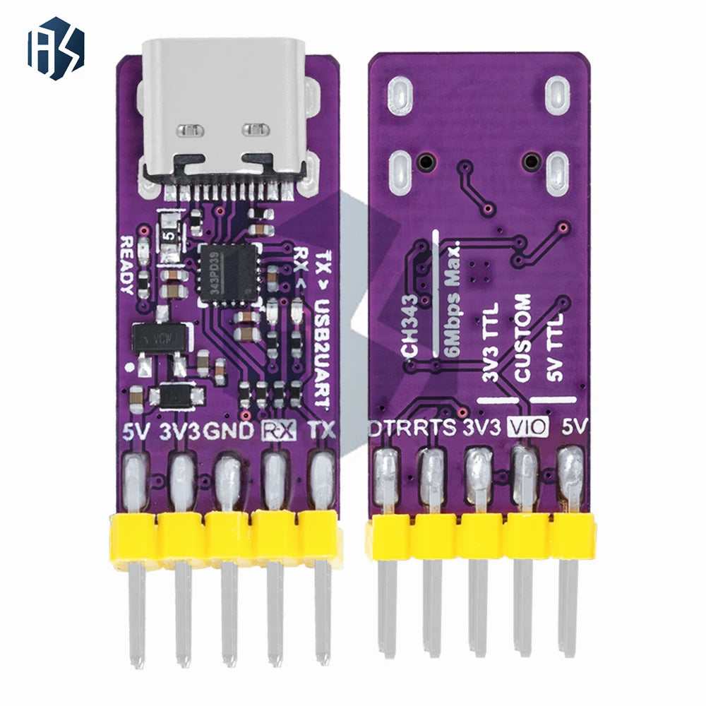 1 CH343P USB-to-TTL Serial Converter Module Type-c Interface 6Mbps 5V Zpaxo