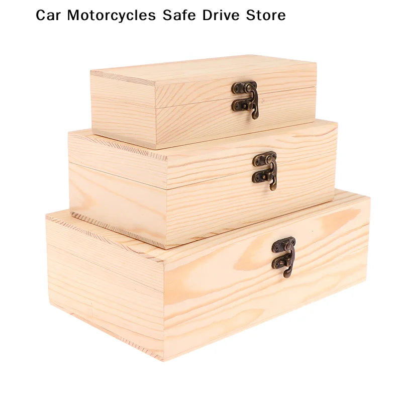Retro Rectangular Wooden Storage Box Organizer Wood Case Simple