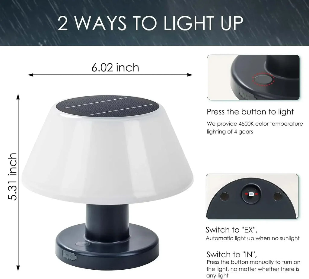 Outdoor Solar Lighting Garden USB Rechargeable Indoor Desk Bar Decor Zpaxo