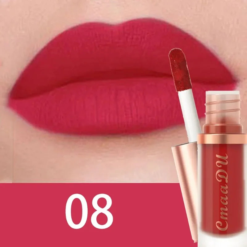 Waterproof Matte Velvet Lip Glaze Moisturizing Long Lasting Liquid Lipstick Non-stick Cup Not Easy To Fade Lip Gloss Lips Makeup Zpaxo 08
