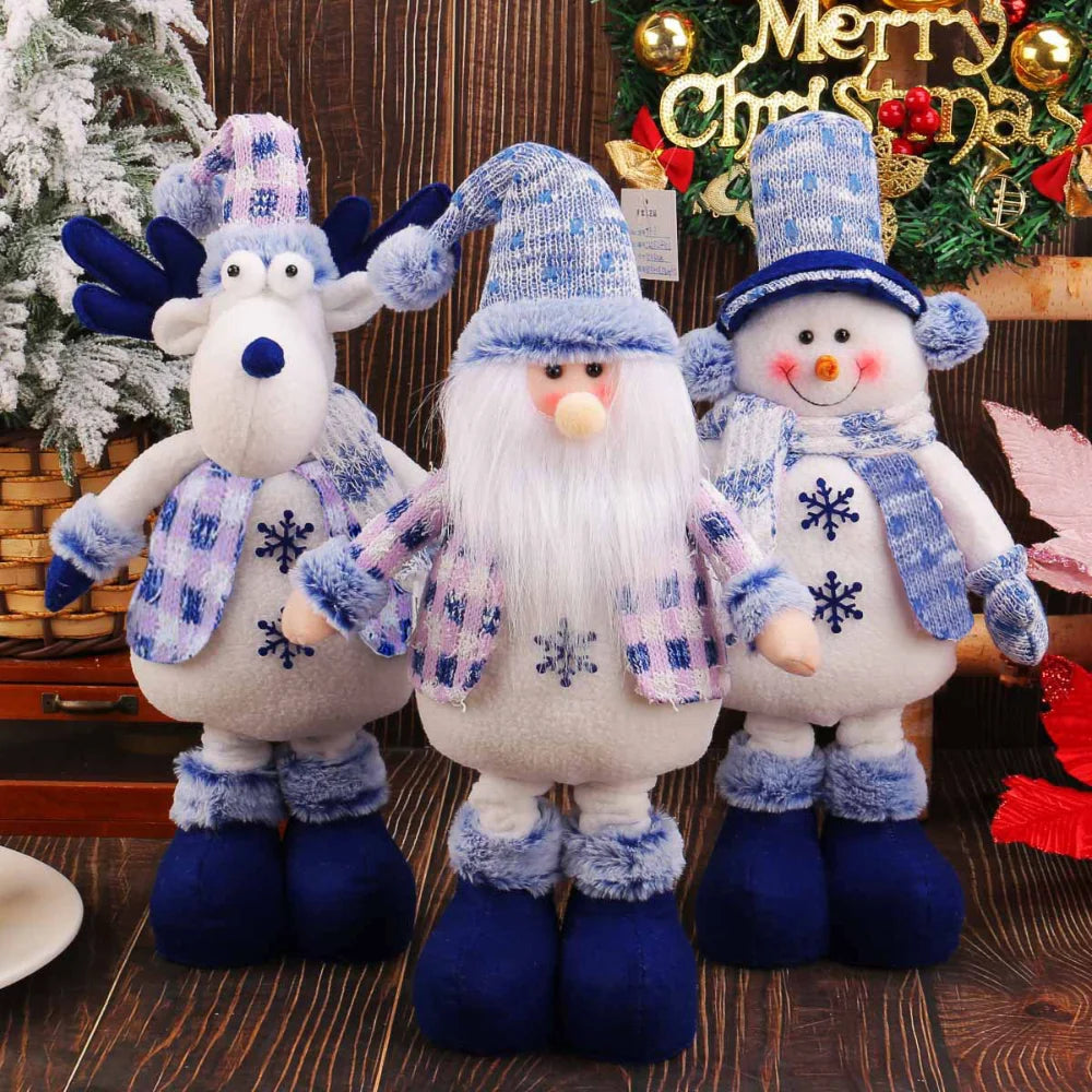 Stretchable Christmas Plush Ornaments – Santa, Snowman & Reindeer