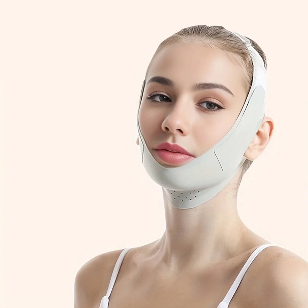 Portable Adjustable Face Lifting Belt Breathable V Shaped Lift Band Zpaxo Green
