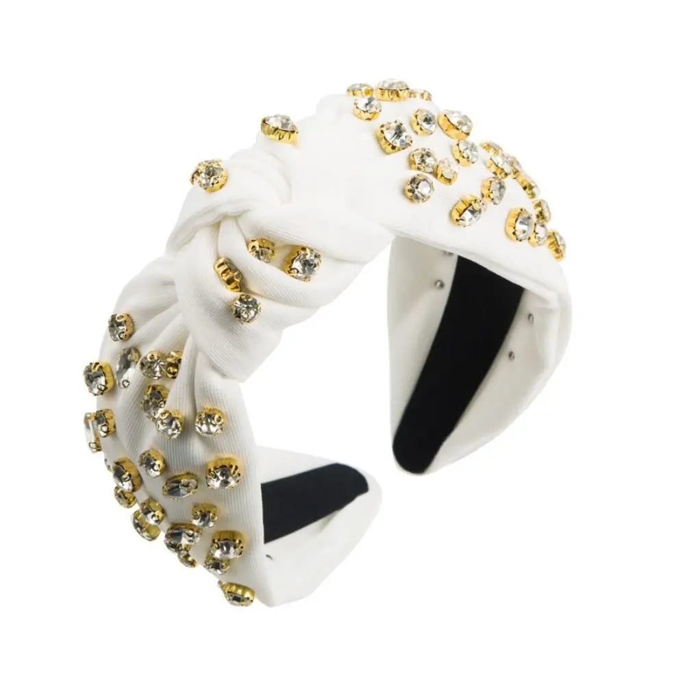 Full Diamond Diamond Headband Pure Color Luxury Style Fabric Headband Retro Style Elegant Design Rhinestone Headband Zpaxo