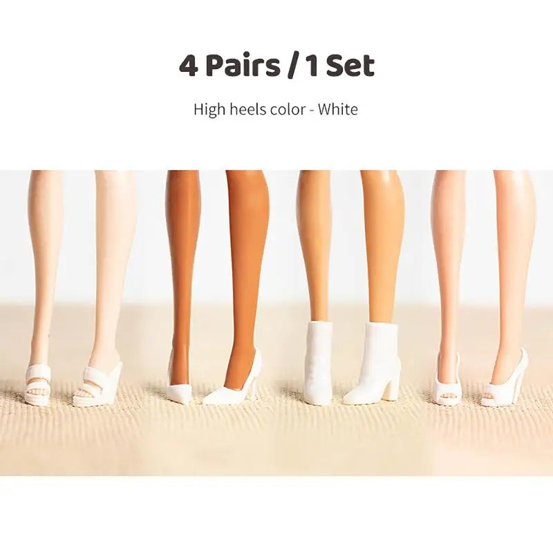 4 Pairs Doll Heels Ankle Boot Supermodel Similar Foot Shape Wearable Zpaxo White