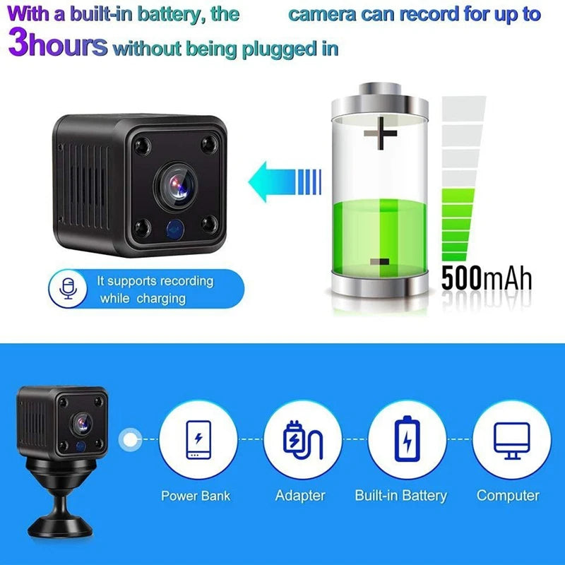4K Mini Camera 1080P HD Wifi Remote Monitor Baby Pet Built-in Battery