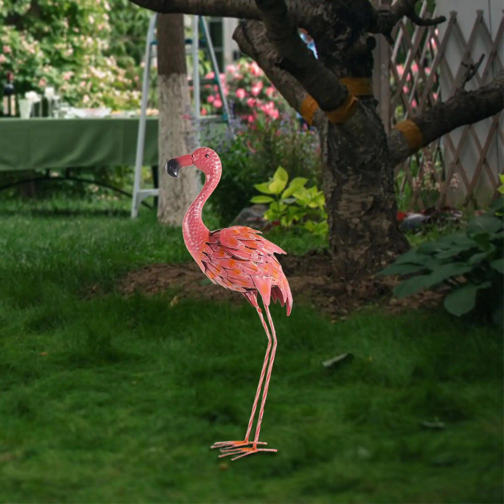 Metal Versatile Animal Figurines Gifts Pink Crafts Flamingo Statue for DIY Landscape Ornament Outdoor Courtyard Balcony Garden Zpaxo