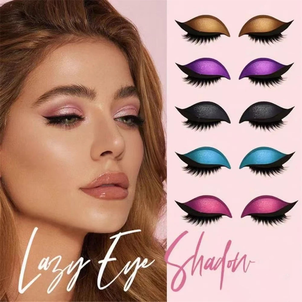 Reusable 1 Pair Lazy Eye Shadow Eyelash Patch 2-In-1 Makeup Sticker Zpaxo