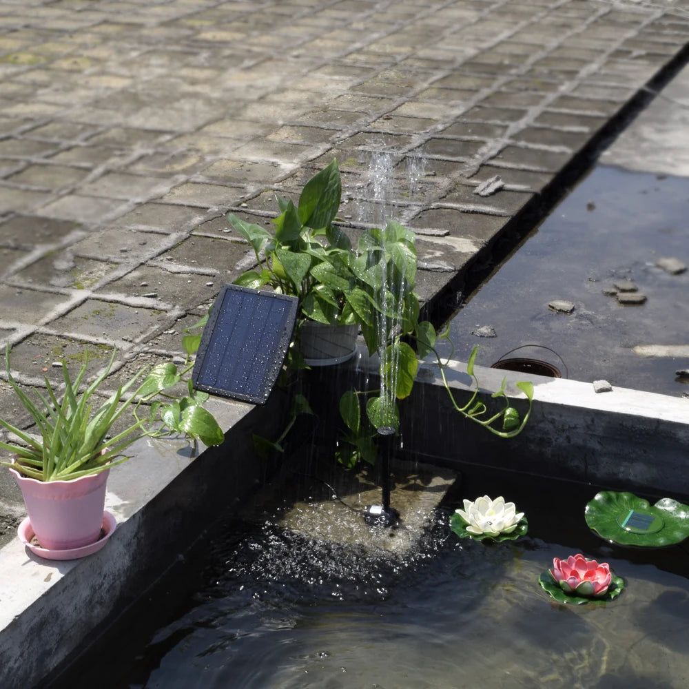 Water Pump Solar Power Decorative Fountain Panel Landscape Pool Garden Fountains Pluggable 9V2.5W Garden Waterfall Fountain Pump Zpaxo