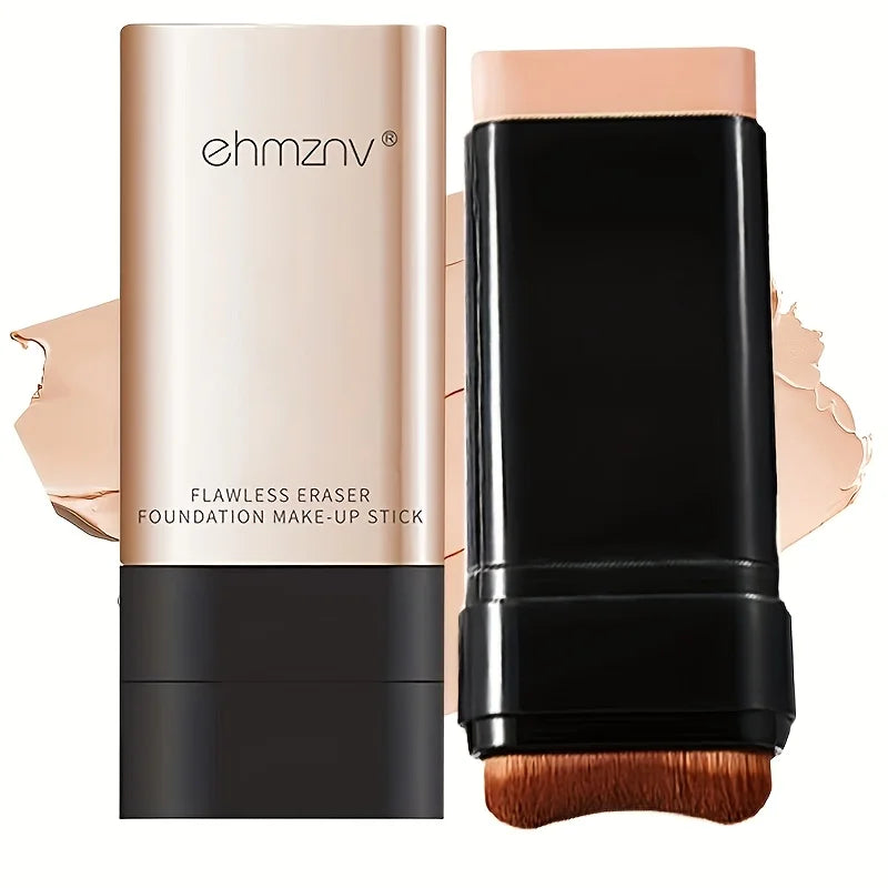 Watery Double-Headed Foundation Stick with Brush, Natural Long-Lasting Flawless Makeup For Facial Concealer Cosmetics Zpaxo 0707