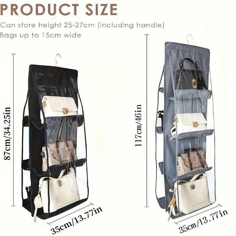 8 Pockets Fabric Handbag Organizer Storage Rack Non-Waterproof Closure Space-Efficient Multipurpose Closet Purse Hanger Zpaxo