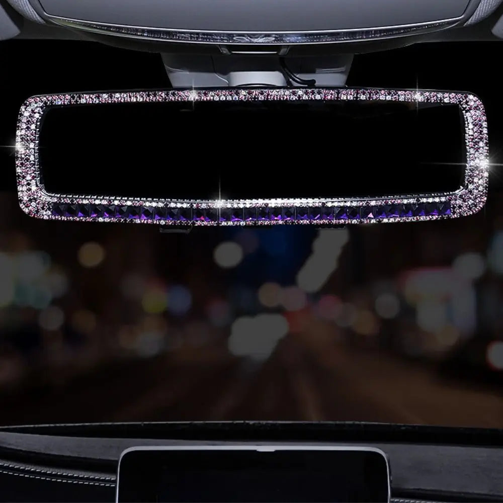 Bling Design Car Rearview Mirror Decor Full Rhinestone Shiny Crystal Zpaxo
