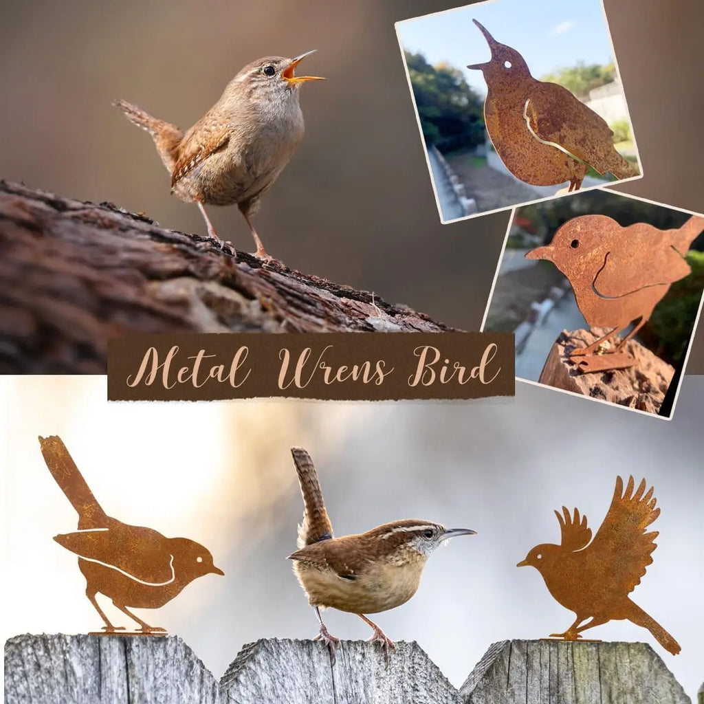 5-Piece Metal Bird Wall Decor – Rustic Farmhouse Garden Art Set