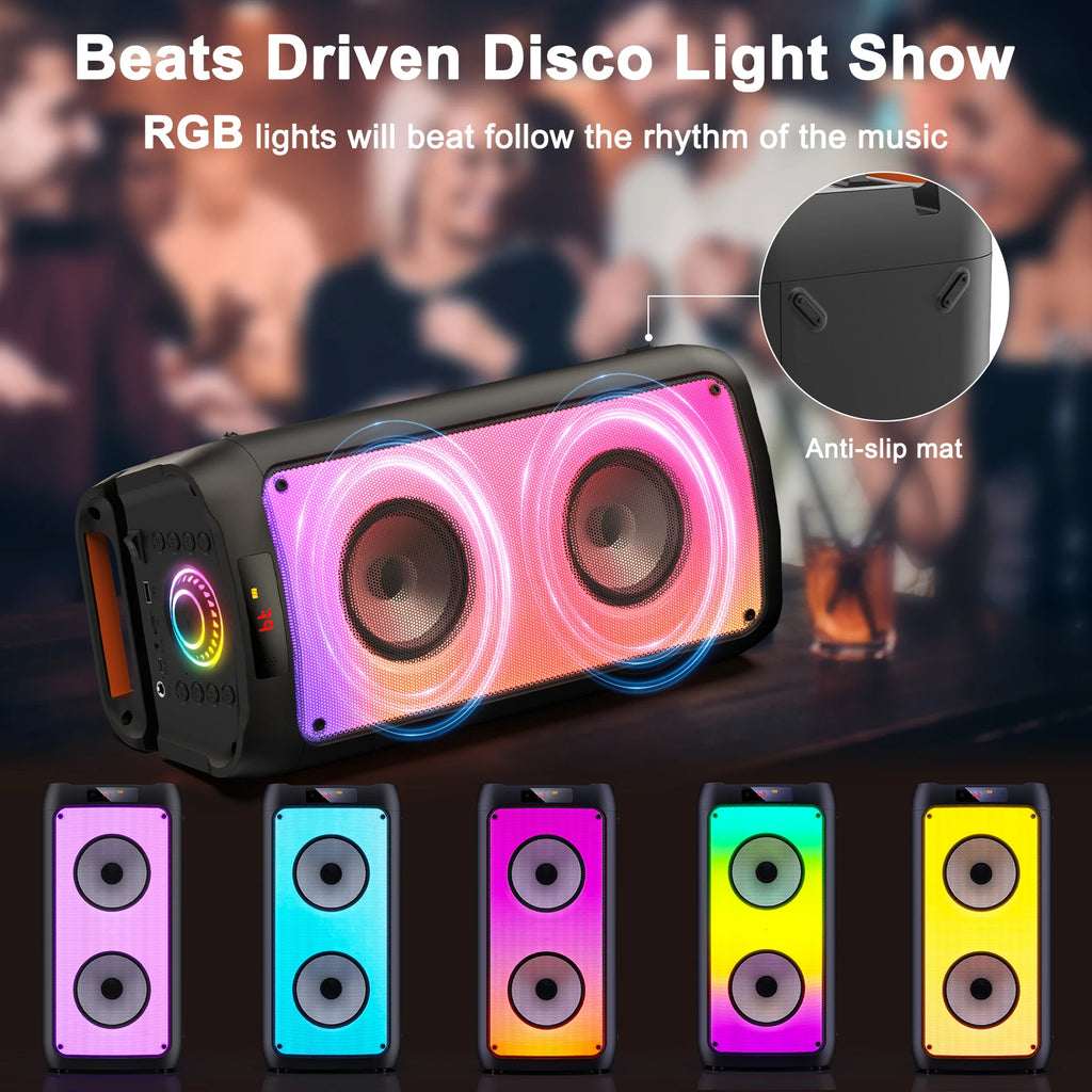 T10-T Wireless Bluetooth Speaker Karaoke Machine 2 Microphone Home