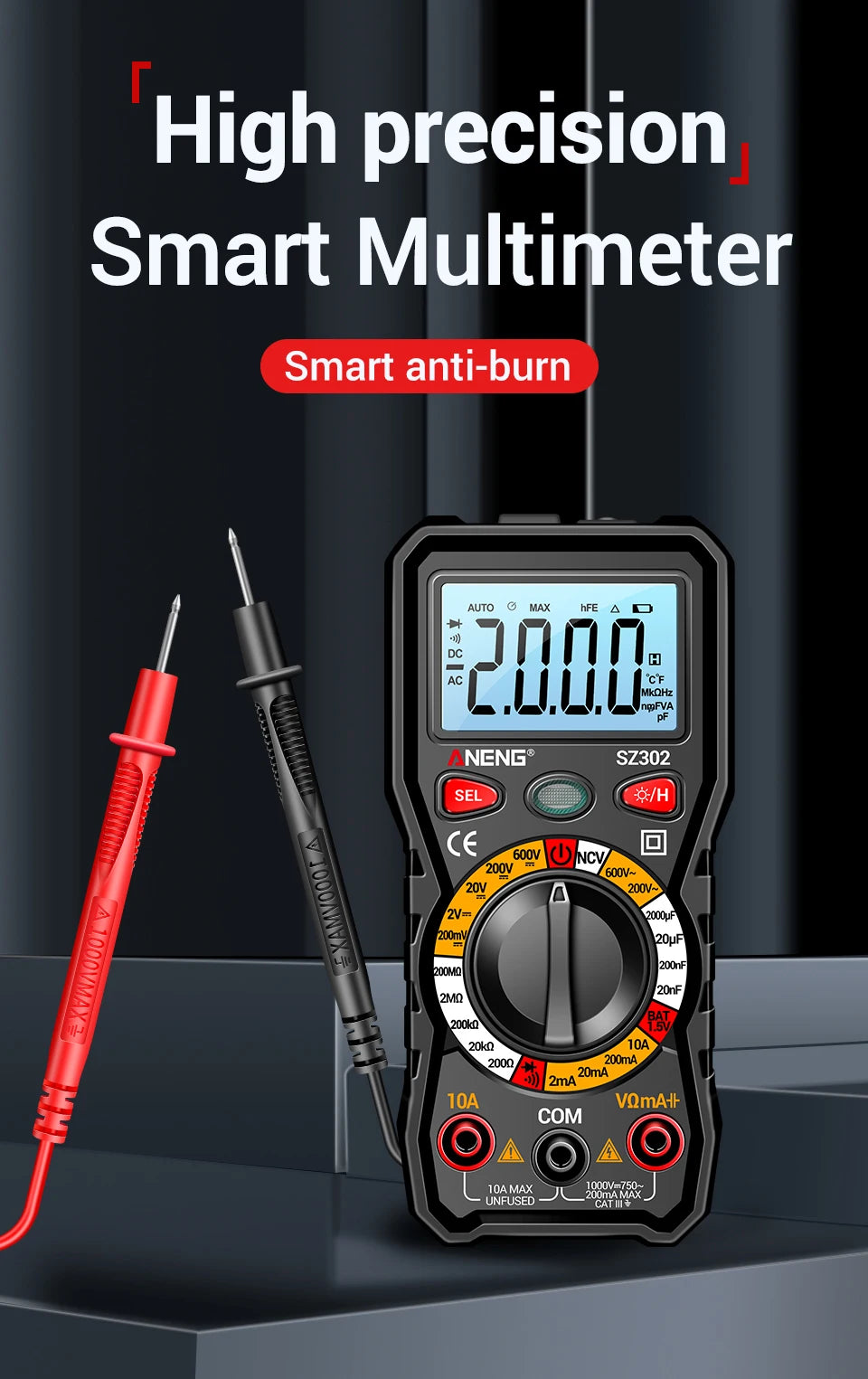 Resistance Ohm Ammeter Tester Tools Multimeter Digital AC DC Votage