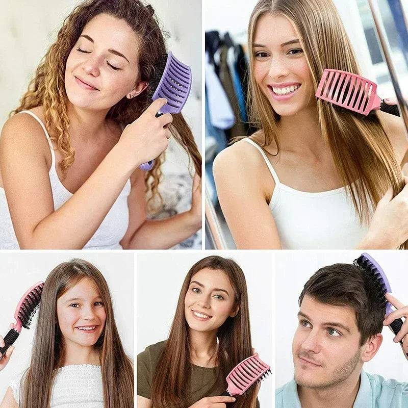 Hair Brush Scalp Massage Comb Hairbrush Boar Bristle Nylon Women Wet Curly Detangle Hair Brush Salon Hairdressing Styling Tool Zpaxo