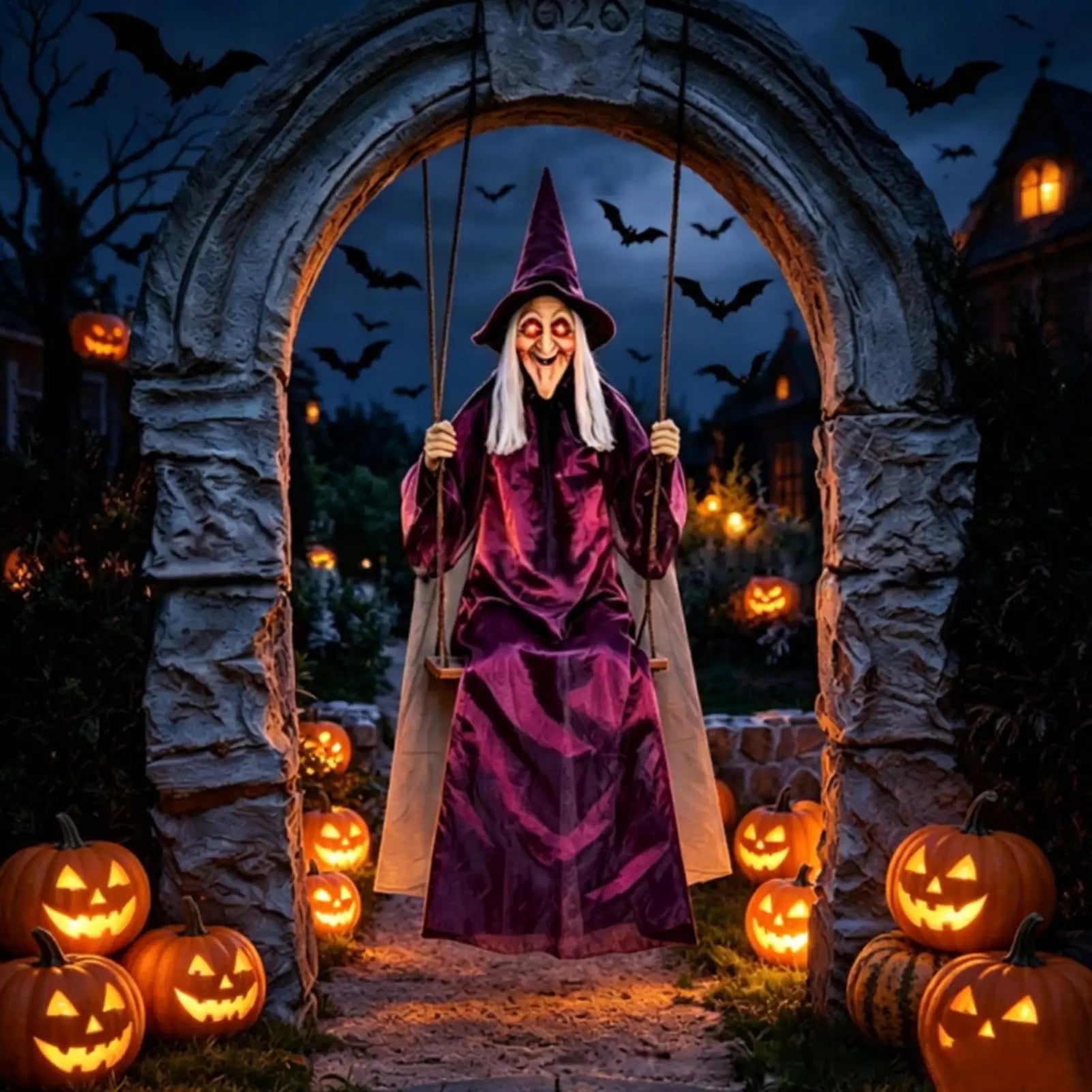 Swinging Witch 1 8m Life Outdoor Haunted House Props Swing Garden