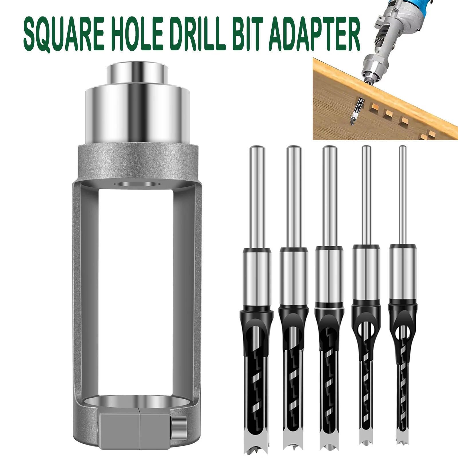 Square Hole Drill Fixed Bracket Cast Aluminum Professional Precise Woodworking Tool Durable Drill Bit for Hand Electric Drill Zpaxo