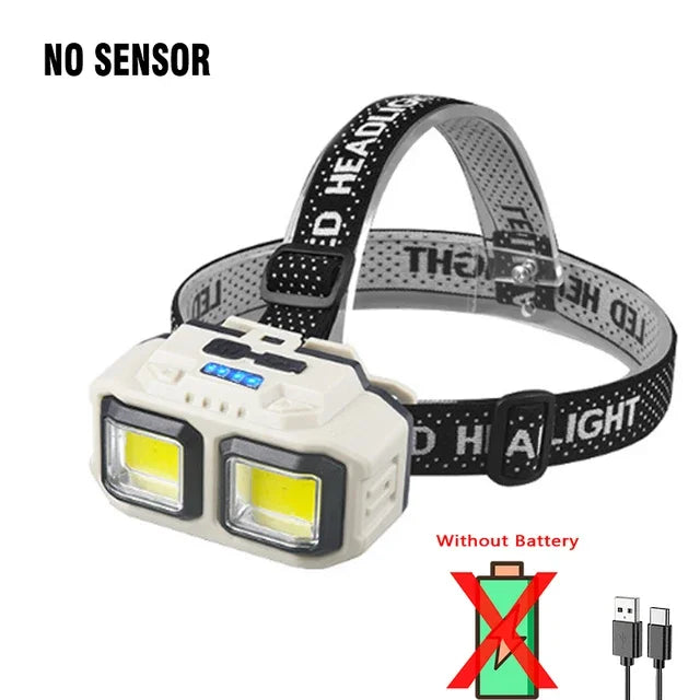 LED COB Induction Headlamp – 4 Modes, Type-C, IPX4 Waterproof