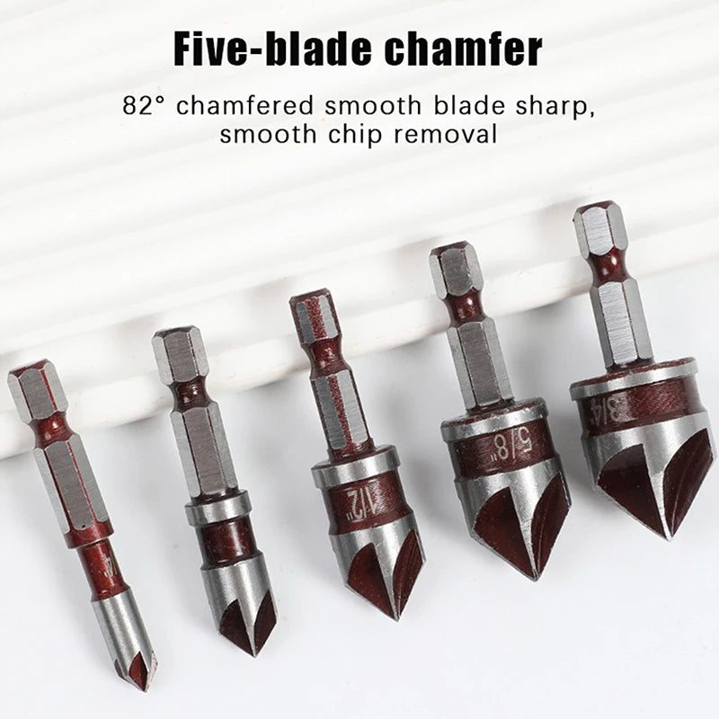 Multi-size Countersink Bits Hole Opener Chamfer Drill Bit Hex Shank Zpaxo