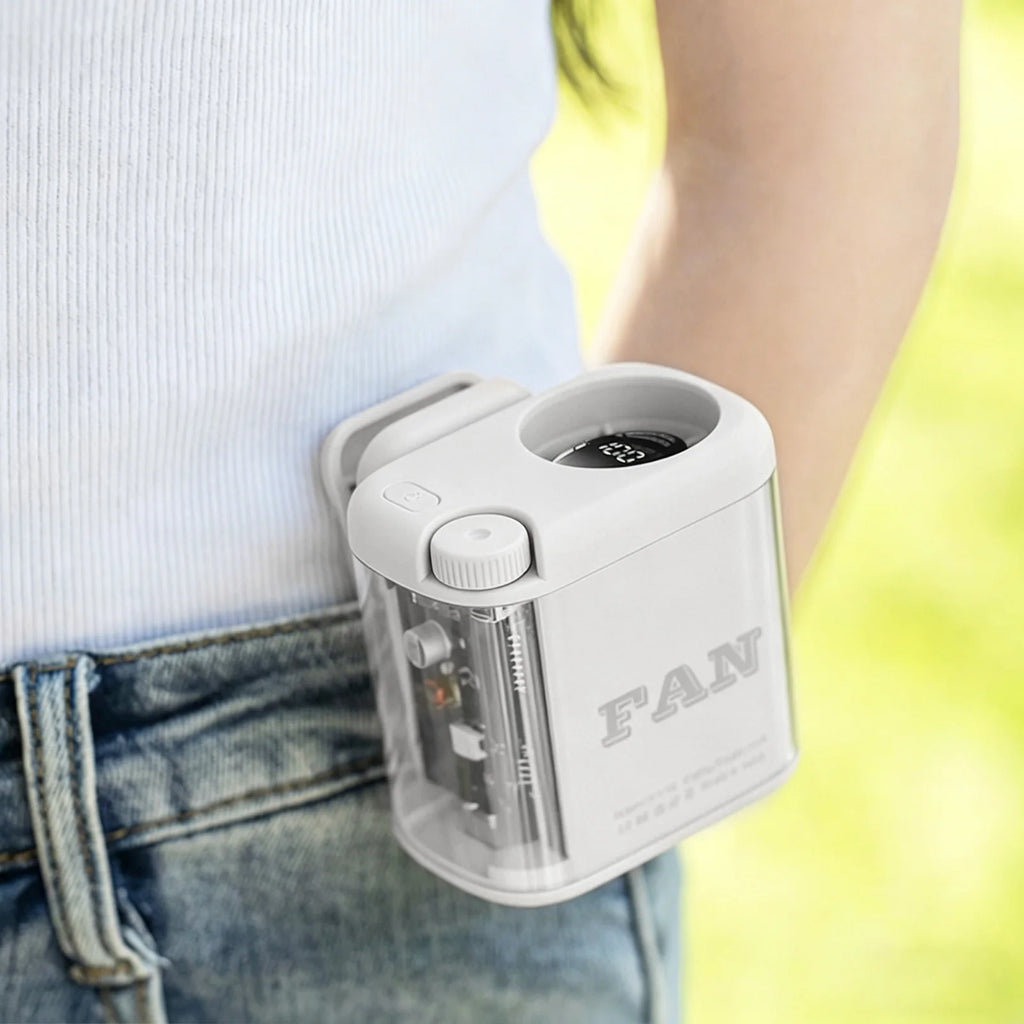 Wearable Waist Fan 100 Speeds Adjustable 1800mAh Battery Built in Colorful Lighting for Travel Outdoor Office Women Men Gifts Zpaxo