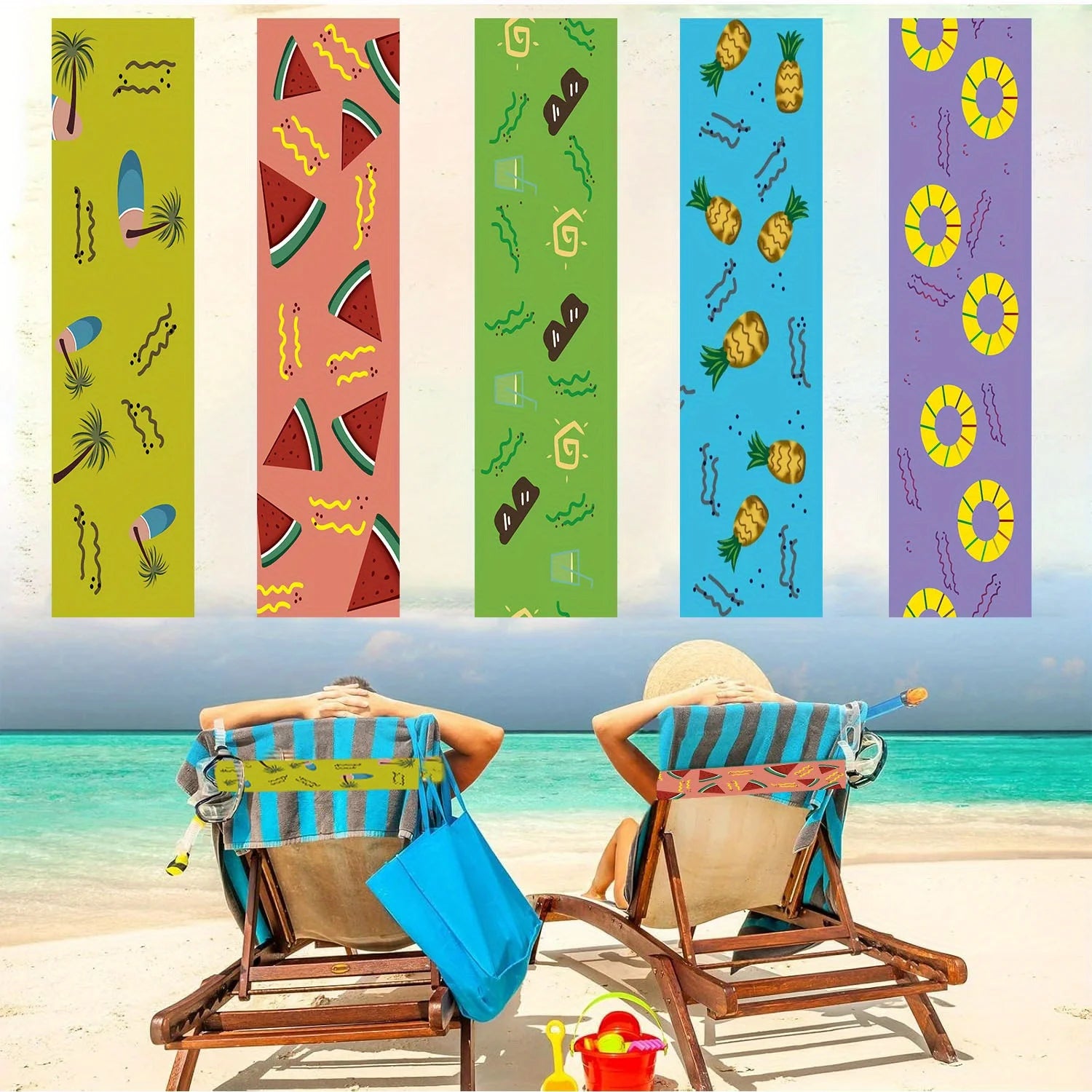 5pcs Towel Bands for Beach Chairs Cruise Towel Clips for Lounge Pool Chairs Elastic Strap for Lounge Pool Hawaiian Accessories Zpaxo 5 Mixed Colors
