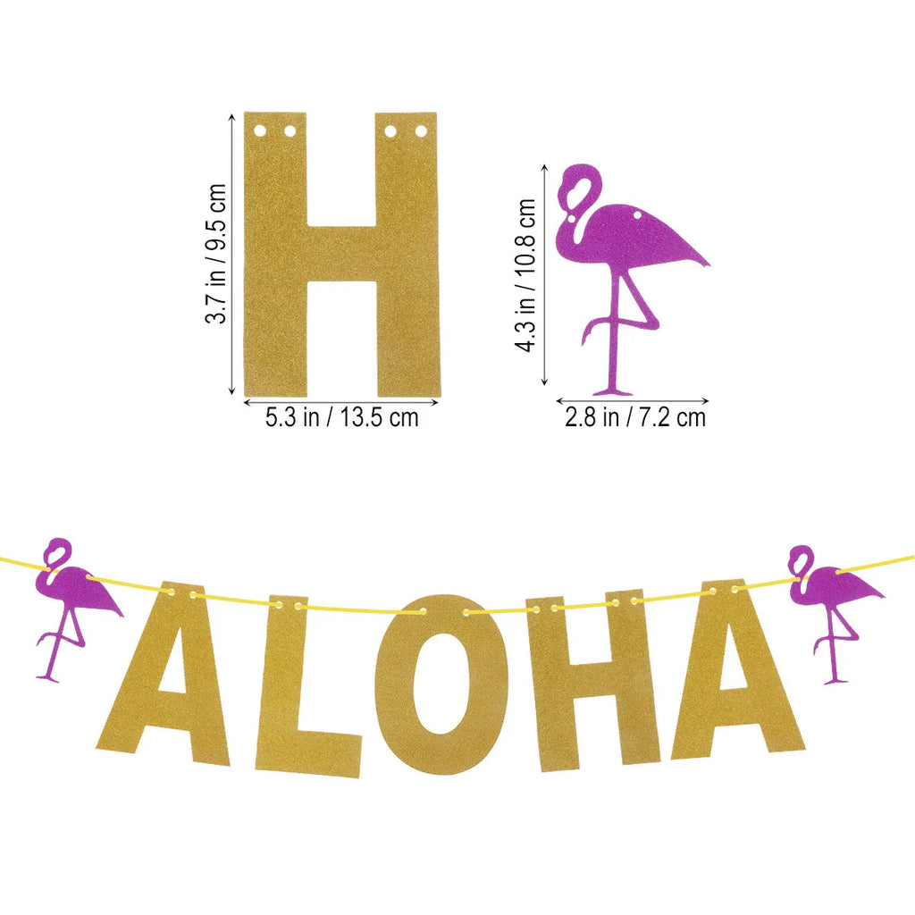 Flamingo Theme Party Banner Glitter Aloha Design Hawaii Luau Decor Perfect for Photo Props Dessert Tables Backgrounds Party Zpaxo