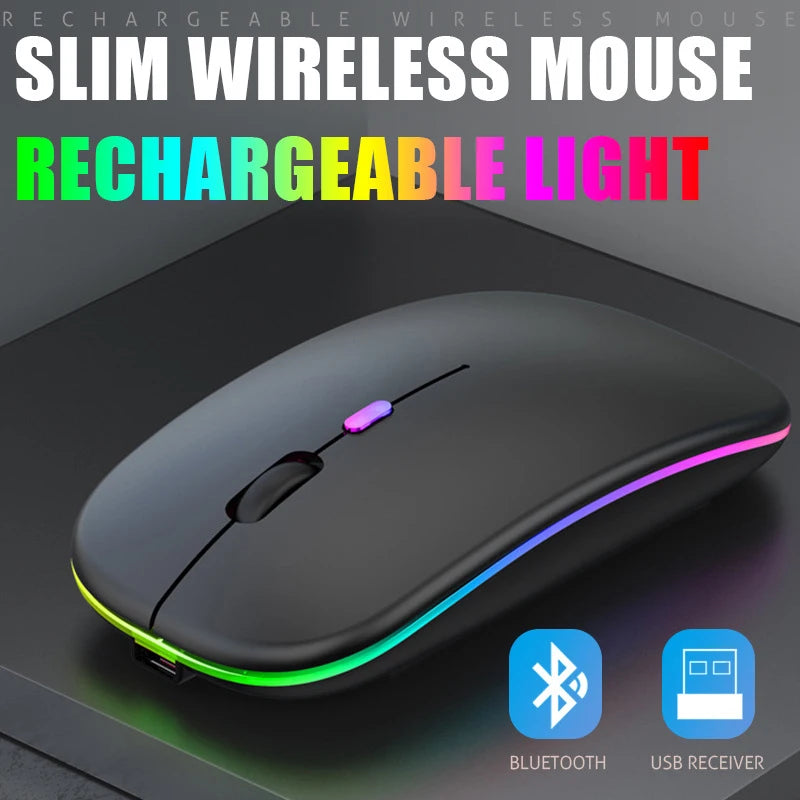 Dual Mode Bluetooth 2 4GHz USB Wireless Mouse One-click Desktop