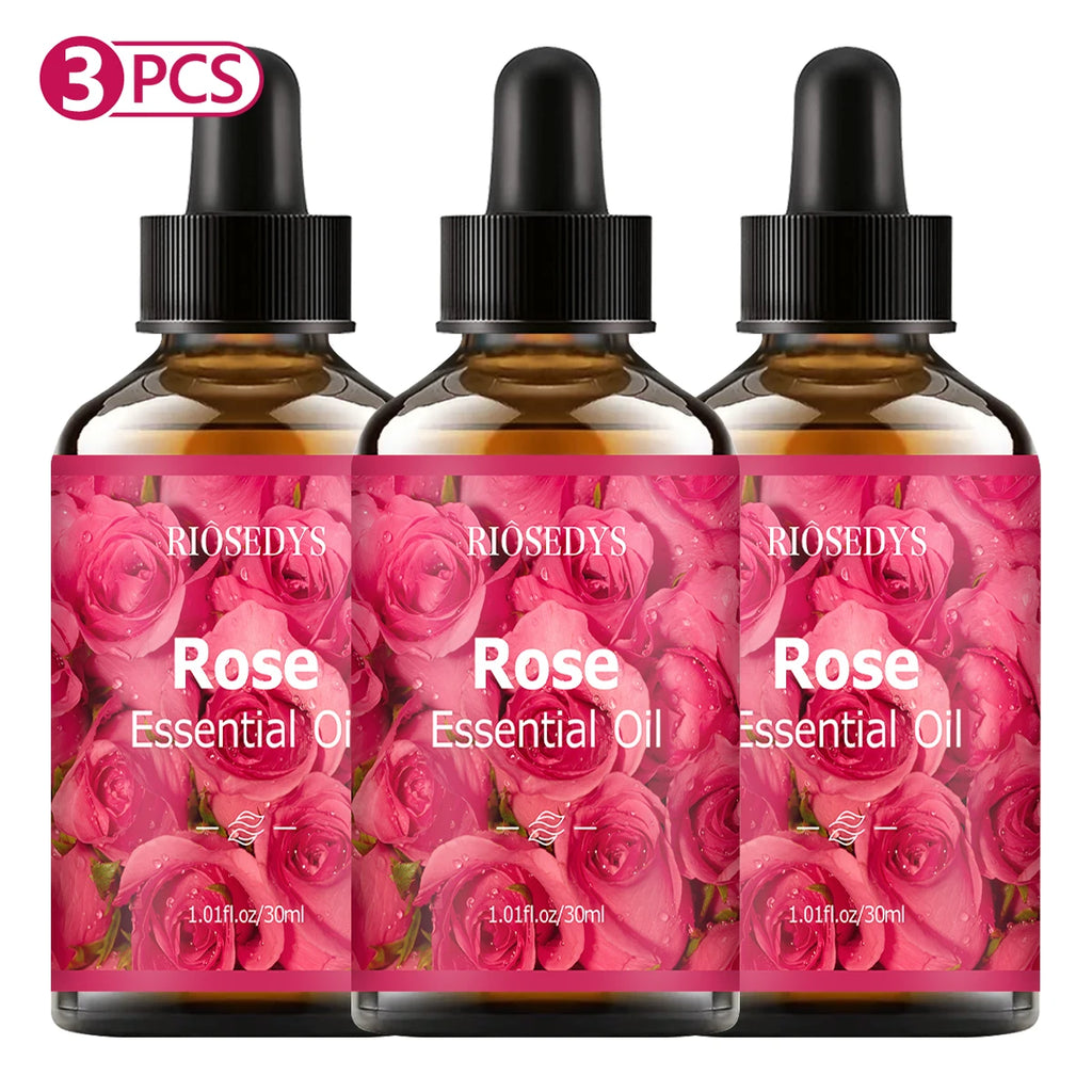 Rose Essential Oil Natural Fragrance Suitable Body Massage Treatments Zpaxo Rose 3pcs 30ml