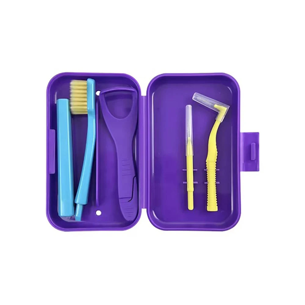 Portable Toothbrush Box Orthodontic Oral Hygiene Tools Kits Zpaxo PURPLE