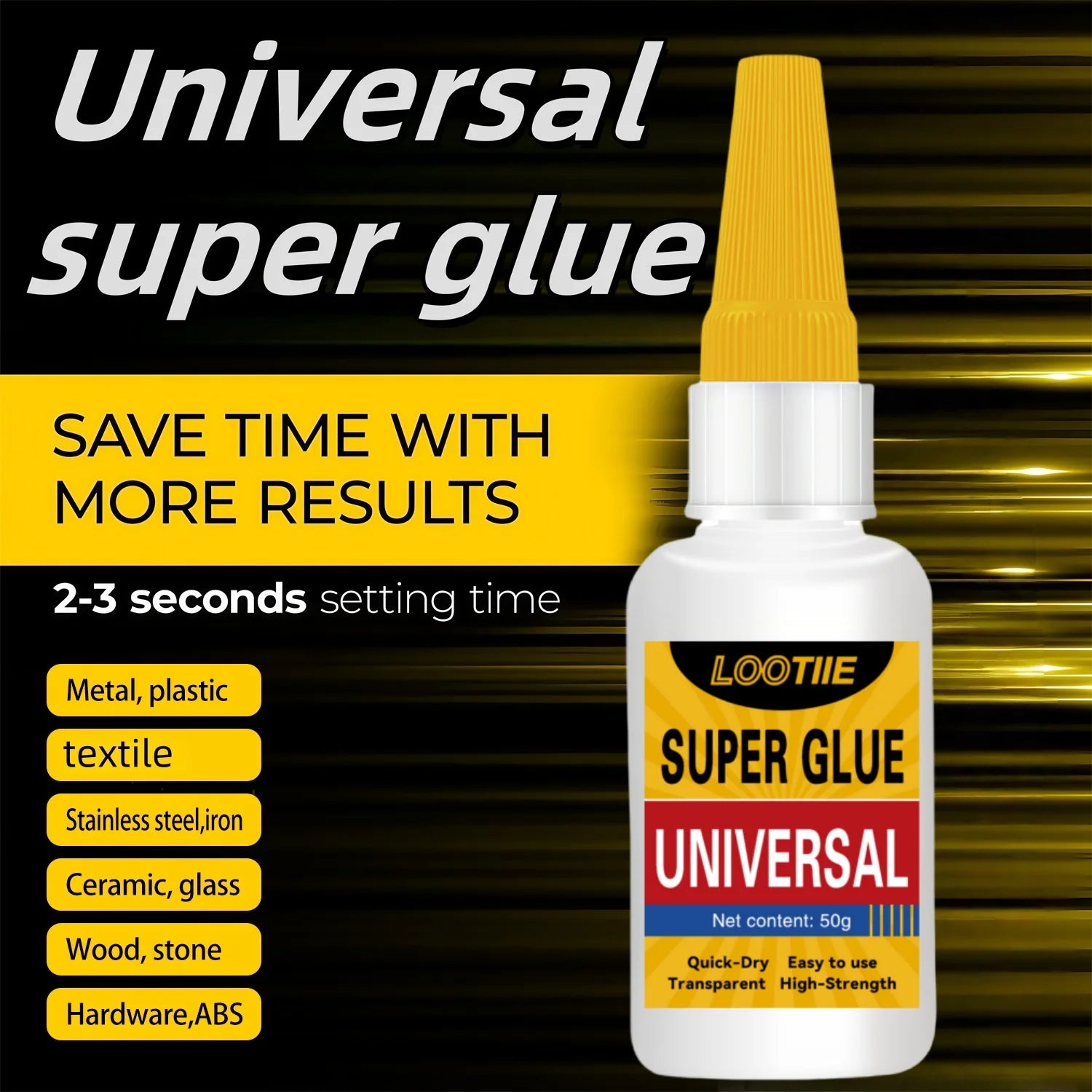 50g (1.76oz) Multi-Purpose Super Glue - Transparent Strong Adhesive for Plastic, Wood, Metal, Crafts & Repairs, Instant Bond, Fa Zpaxo 1pc