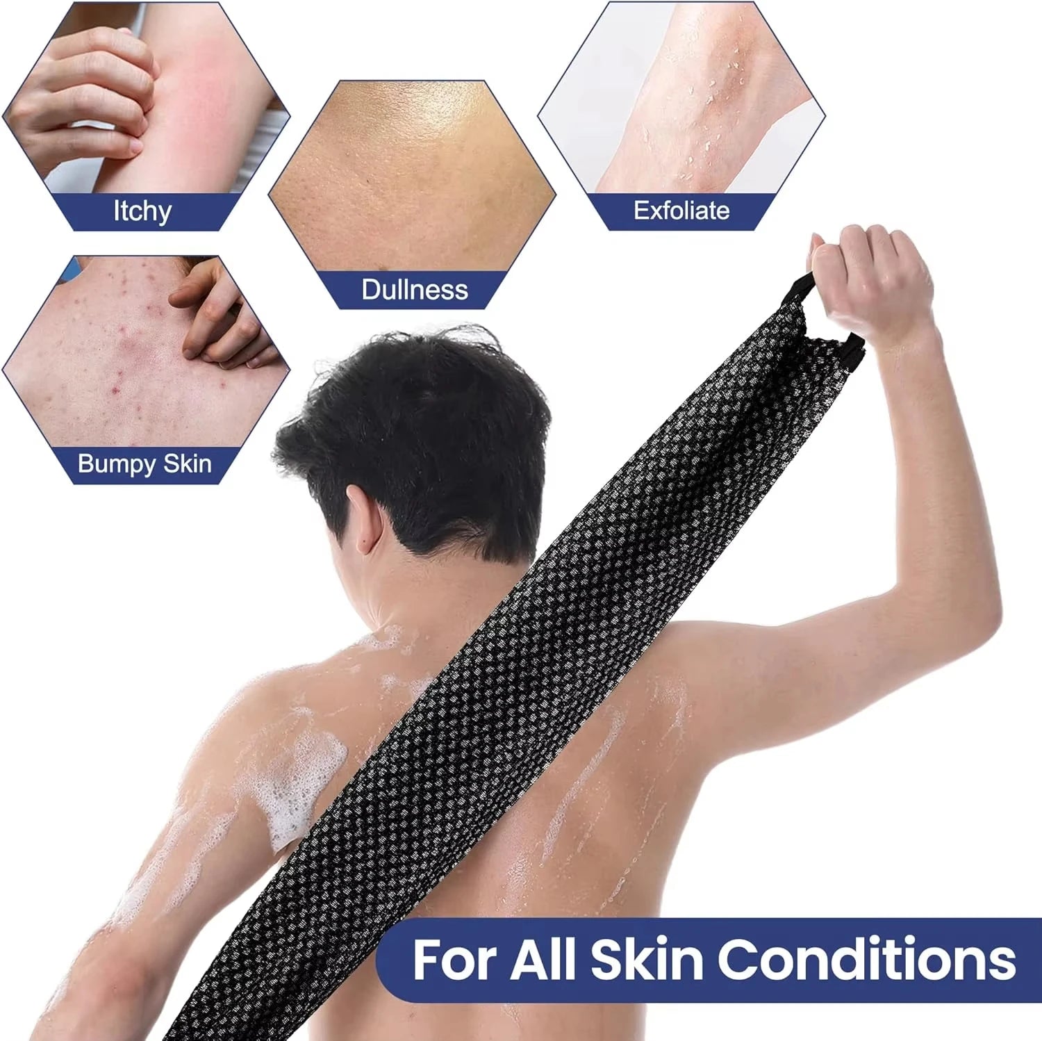 Japanese Exfoliating Bath Scrub Towel – Body Back Wash Cloth