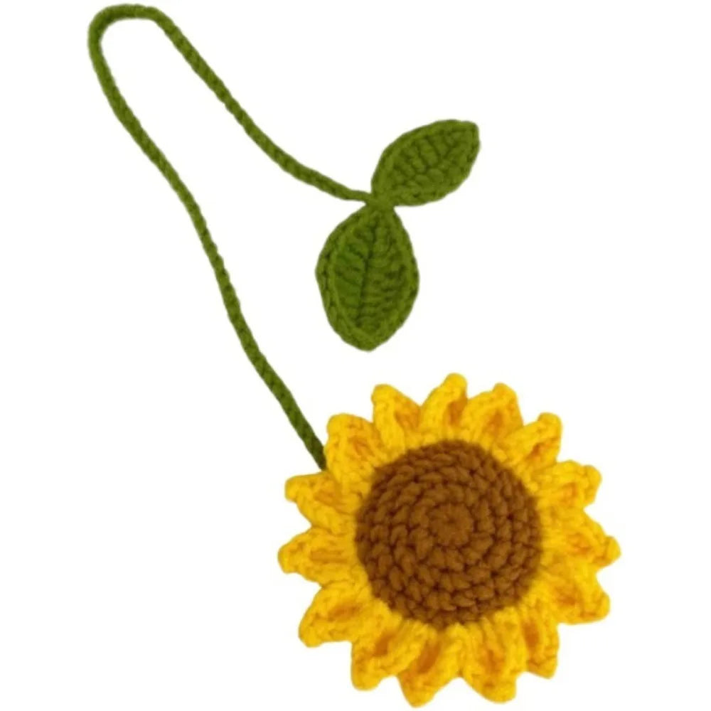 Multipurpose Car Handmade Crochet Sunflower Accessories Toy Brown Zpaxo