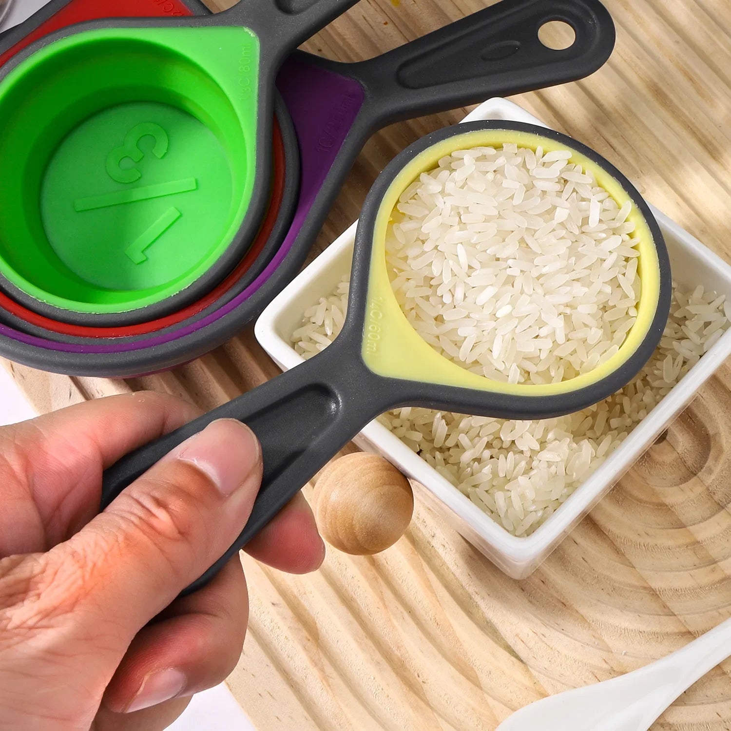 4/8Pcs Silicone Measuring Cup Measuring Spoon Collapsible Baking Measuring Tool Set for Coffee Flour Honey Sugar Baking Spoon Zpaxo
