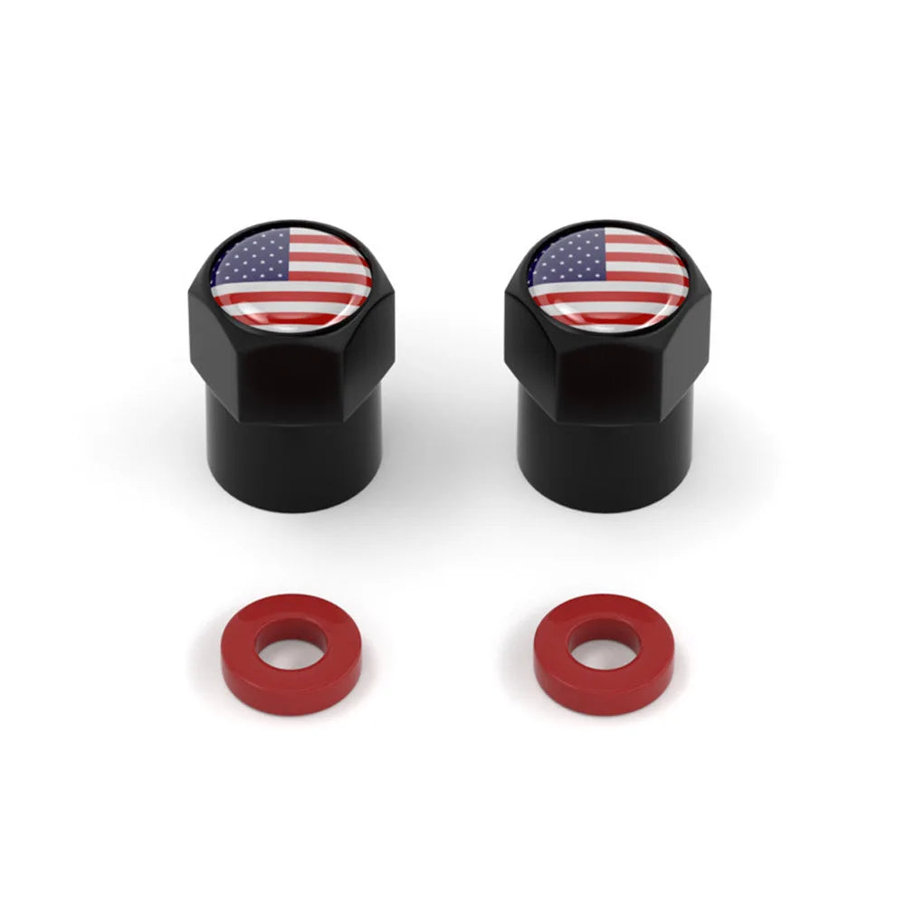 4-Pack National Flag Aluminum Tire Valve Stem Caps | Car & Bike