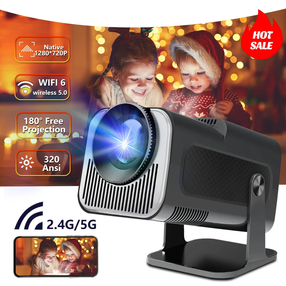 HY320 Mini Projector Android11 H713 Wifi6 320ANSI Native 1280 720P Zpaxo