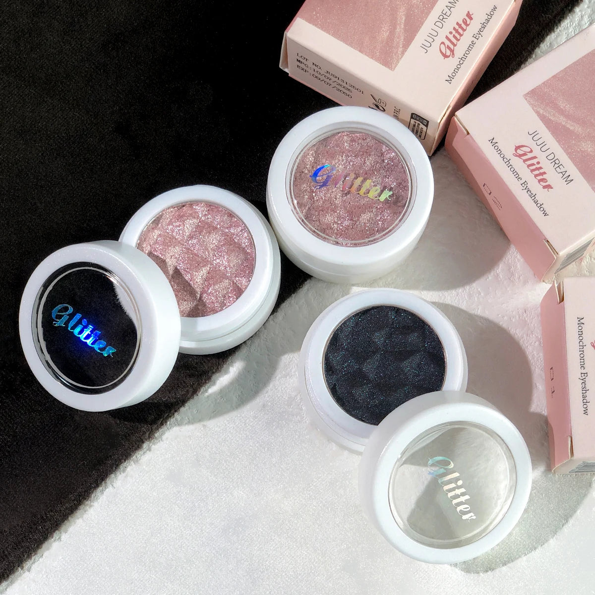 Monochrome broken tile eyeshadow - Waterproof glitter highlighter, facial highlighter eyeshadow palette, diamond eyeshadow Zpaxo