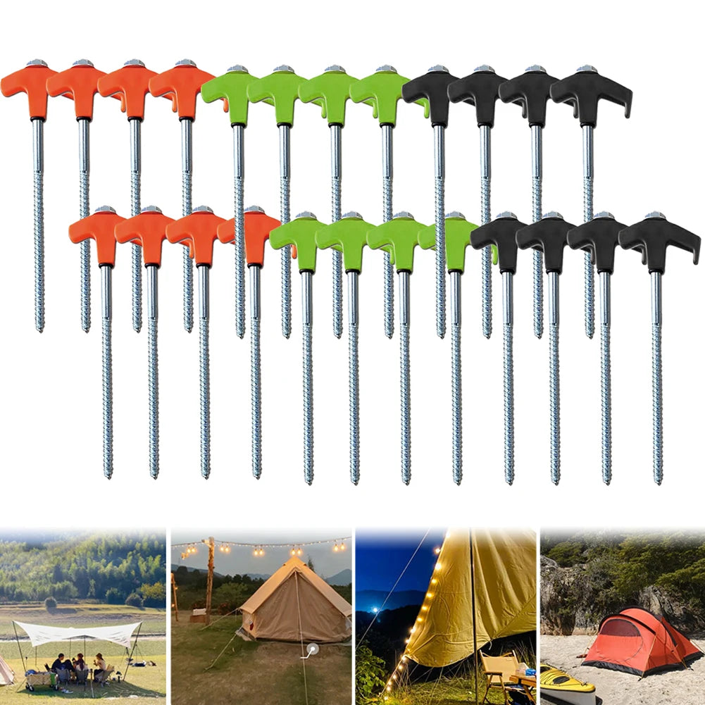 Heavy Duty Spiral Screw Hex Socket Stakes Ground Anchors Camping Tent