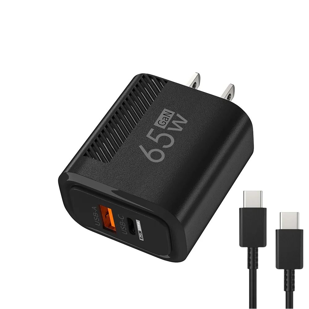 65W USB-C Charger GaN Fast Charging PD Type C Cable Mobile Phone Adapter For iPhone 16 Xiaomi Samsung Xiaomi QC 3.0 Wall Charger Zpaxo US Black 1m Cable