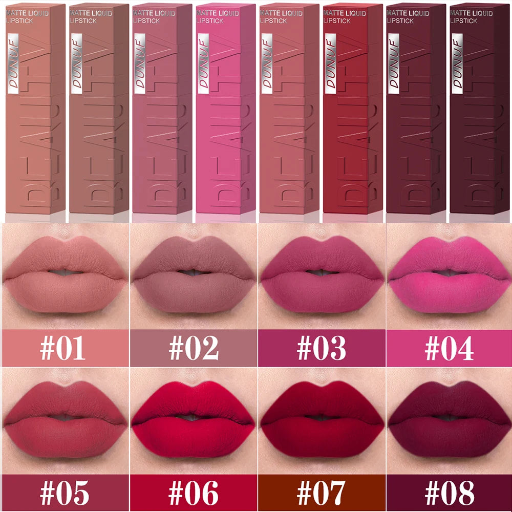 Velvet Matte Lip Gloss Matte Velvet Smooth Easy Dimensional Plumping Lipstick -To-Apply Square Tube Lip Gloss Waterproof Three Zpaxo
