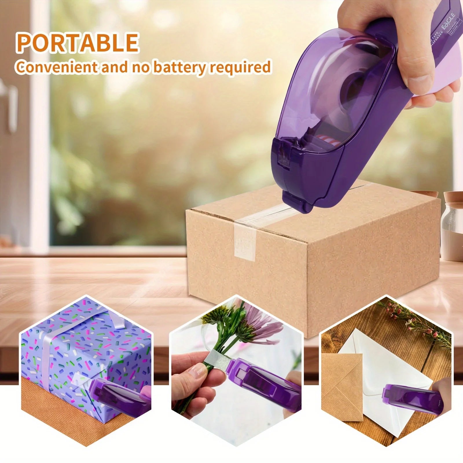 Tape Included Automatic Tape Dispenser Gun - Single Handheld Design for Efficient Gift Wrapping, Perfect for Christmas Zpaxo