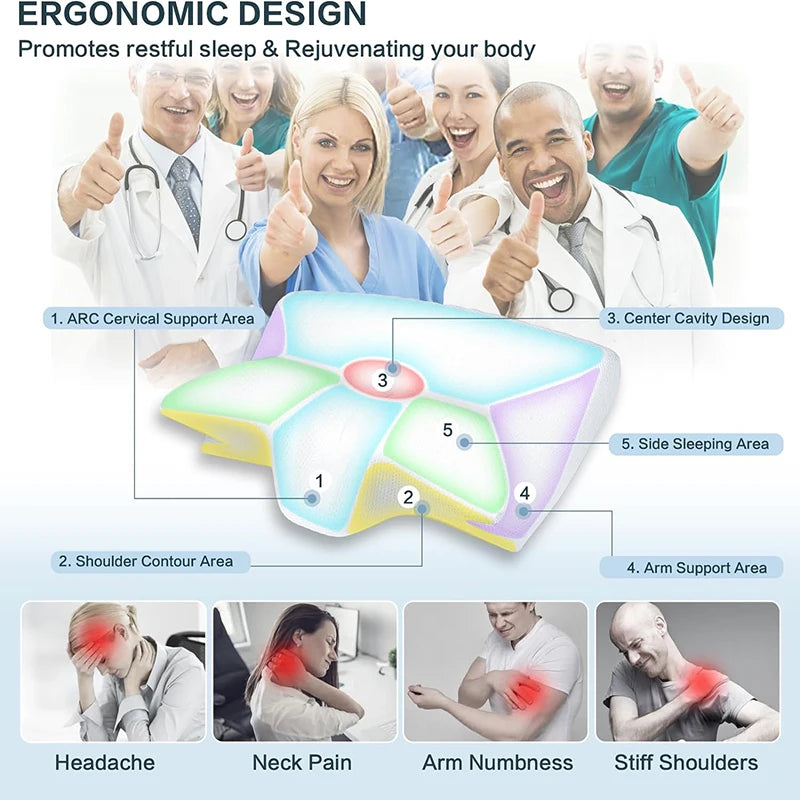 1pc Memory Foam Cervical Pillow, 2 in 1 Ergonomic Contour Orthopedic Pillow for Neck Pain, Contoured Support Pillows,Neck Pillow Zpaxo