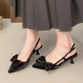 Slingback Pumps Bow Knot Kitten Heel Black Silver Colors Wedding Zpaxo 8852-13 Black 42 China Mainland