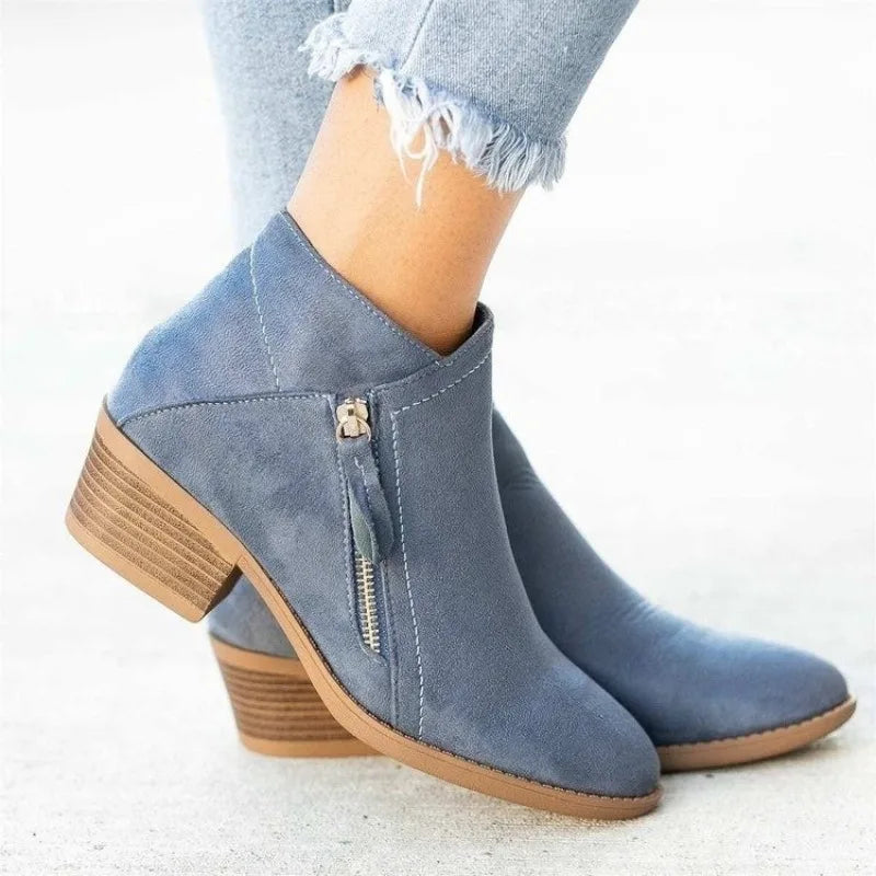 Women Boots Low Heel Low Tube Student College Style Women Shoes Autumn/winter Side Ankle Boots Female Comfortable Outdoor Shoes Zpaxo