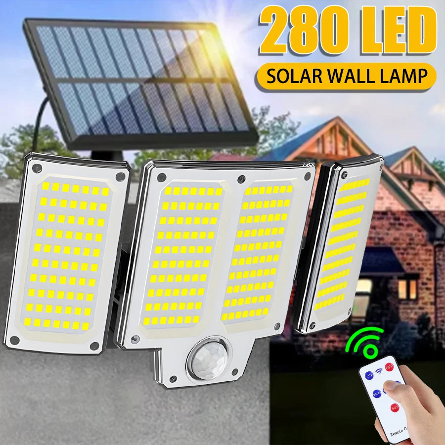 280 LED Solar Wall Light – Motion Sensor Outdoor Flood Lamp