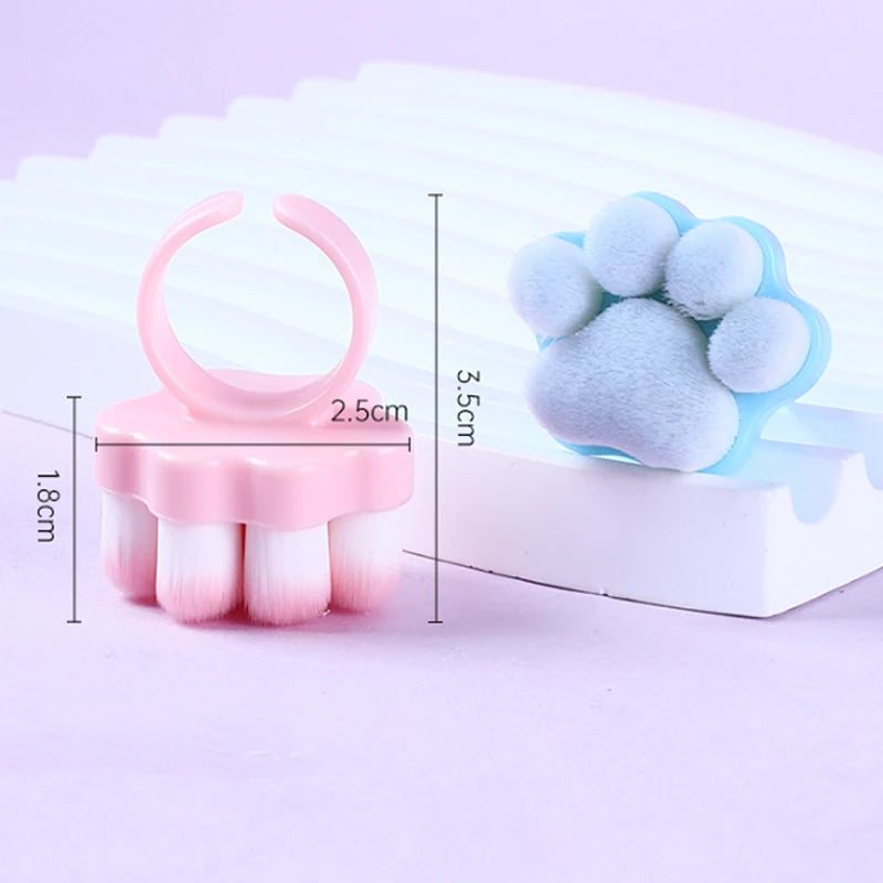 New Cat's Paw Manicure Dust Clean Brush Finger Ring Duster Blush Powder Brushes Soft Hair Nail Polish Powder Dusting Tools Zpaxo