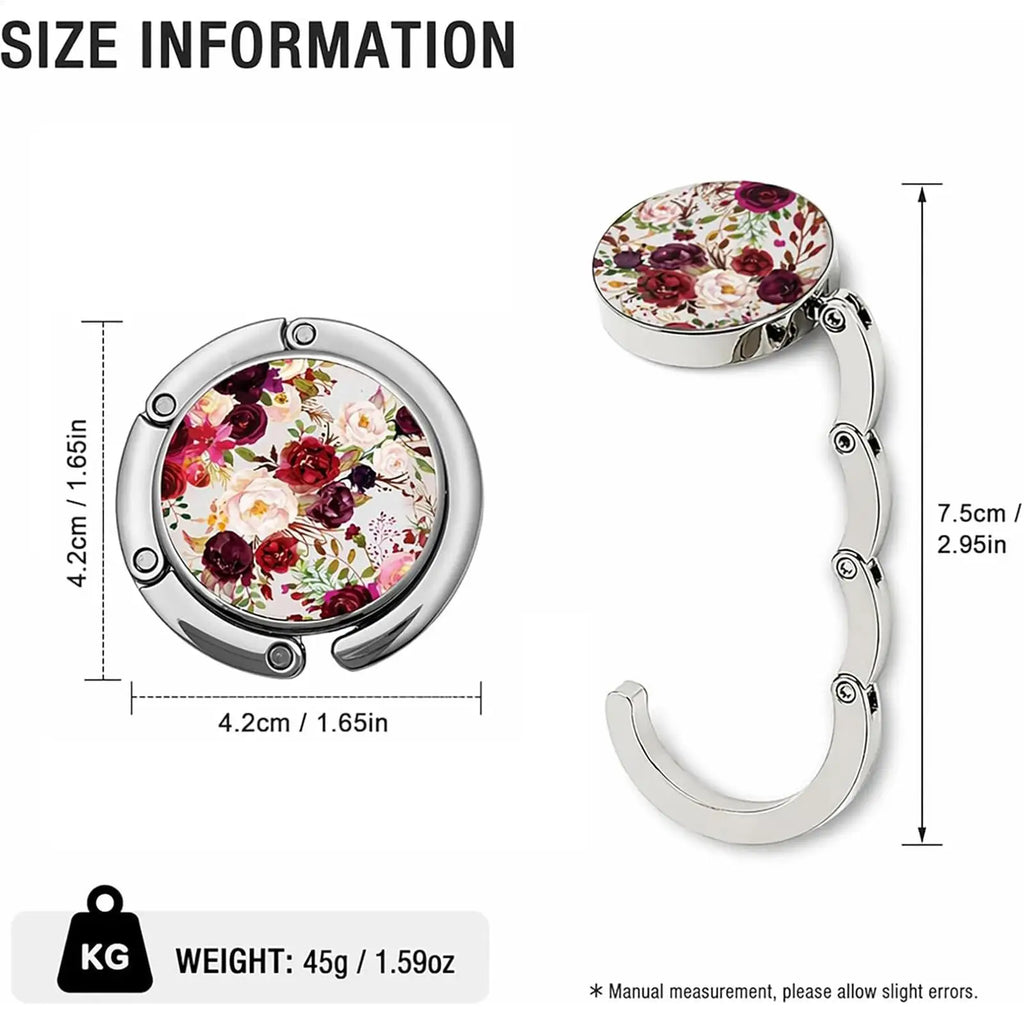 Purse Hook Table 3 Flower Pattern Women's Bag Under Desk Hanger Women