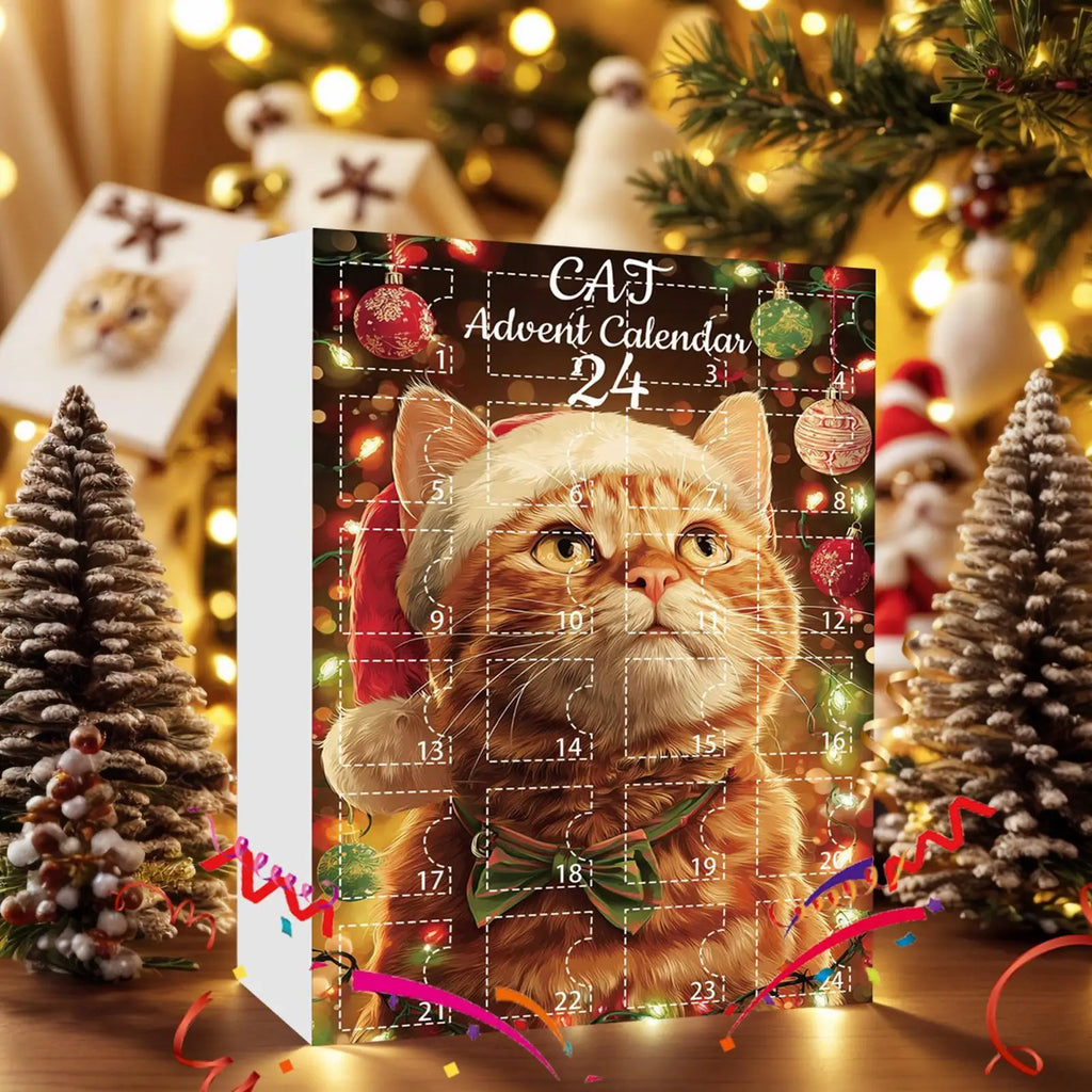 Cat Christmas Countdown Calendar Keychain 2D Acrylic Ornament Charm