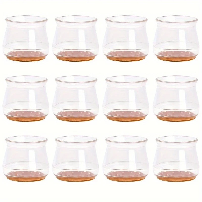 Non-slip Clear Chair Leg Covers Felt Round Floor Protectors
