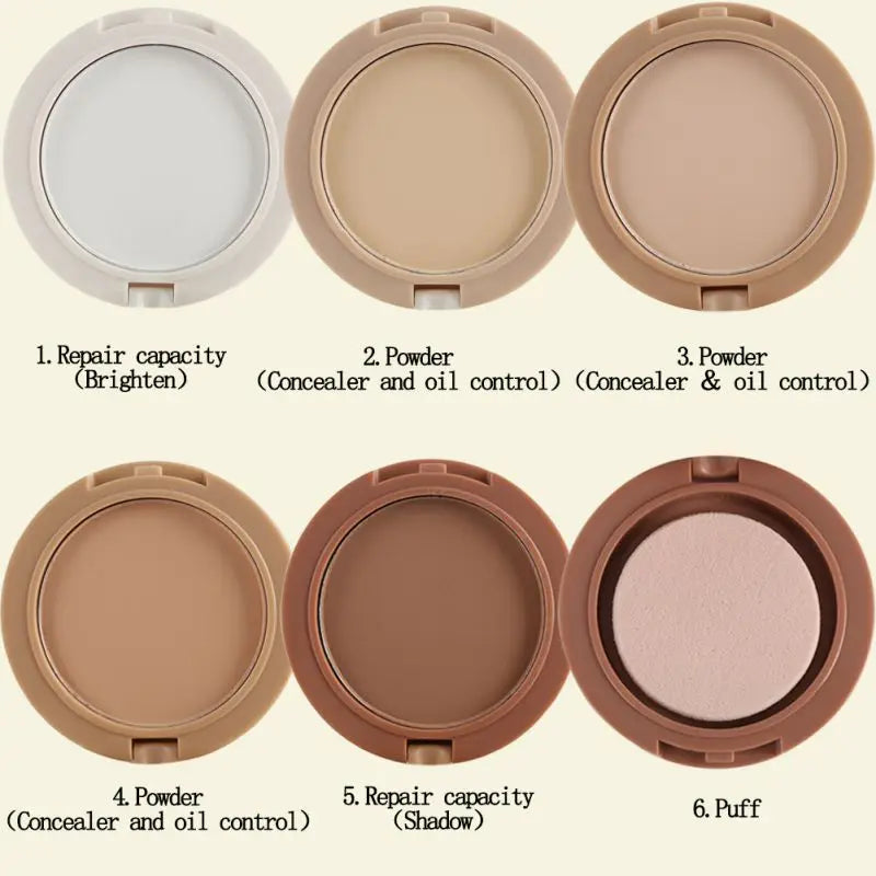 Concealer Contouring Powder, 5 Color 5 Decked Powder Tower, Brightening Skin Tone,Oil Control Makeup Loose Powder Setting Powder Zpaxo