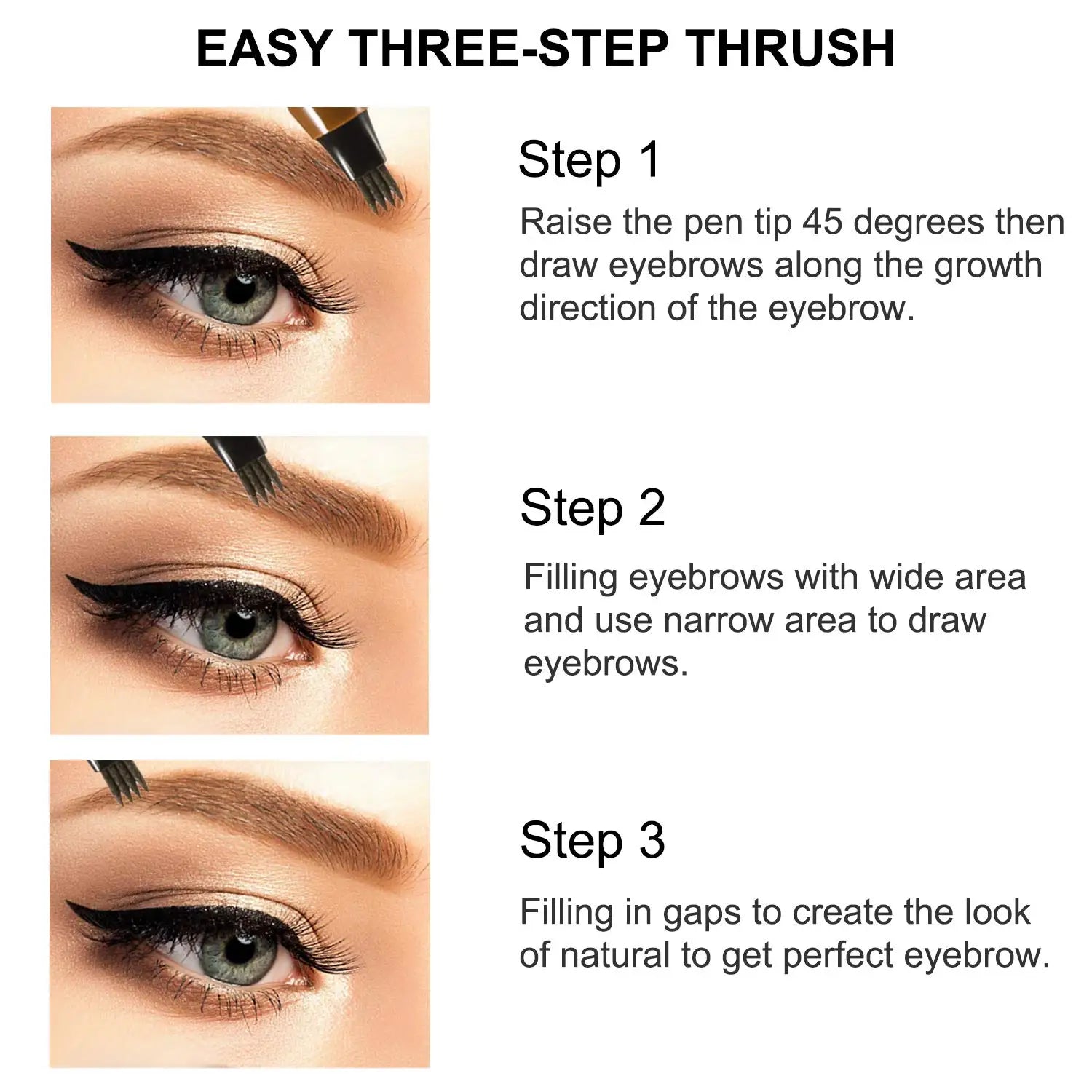 Waterproof Eyebrow Pen, Microblading Eyebrow Pencil With 4 Split Head, Natural Looking Brows Makeup ( 5 Colors) Zpaxo
